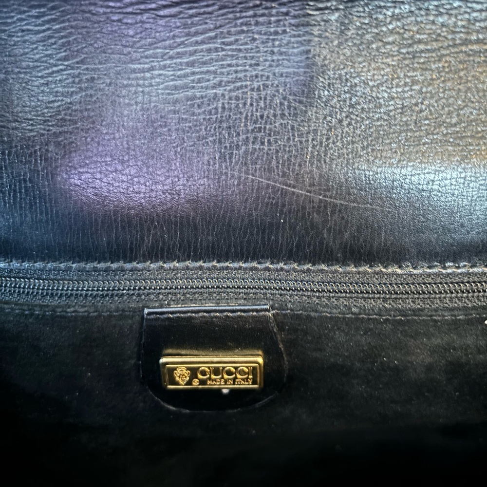 Original Gucci Black All Leather Tote - Vintage